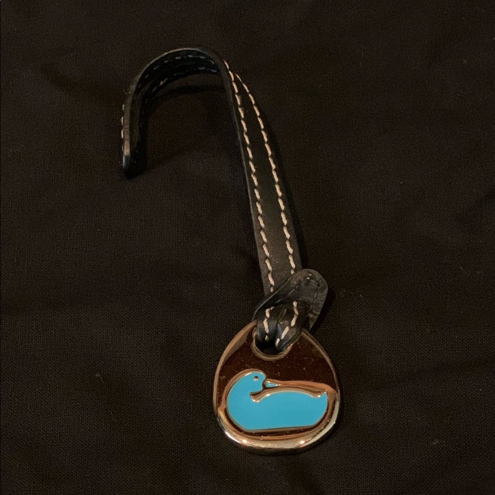 DOONEY & BOURKE Black Leather Blue Duck Key Fob Charm